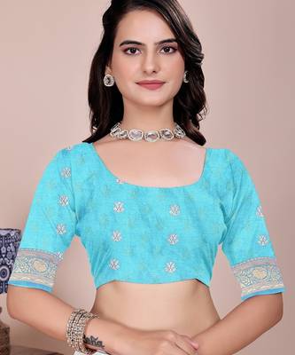 Firozi tapela dying dola silk blend saree with blouse 5