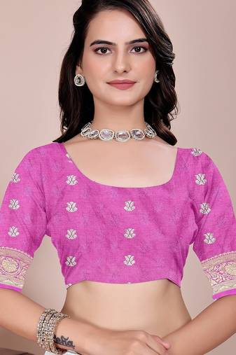 Magenta tapela dying dola silk blend saree with blouse