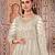 cream embroidered butterfly net semi - stitched kurta set
