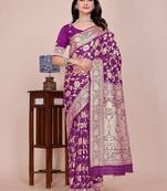 Wine tapela dying dola silk blend saree with blouse