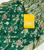 Green tapela dying dola silk blend saree with blouse