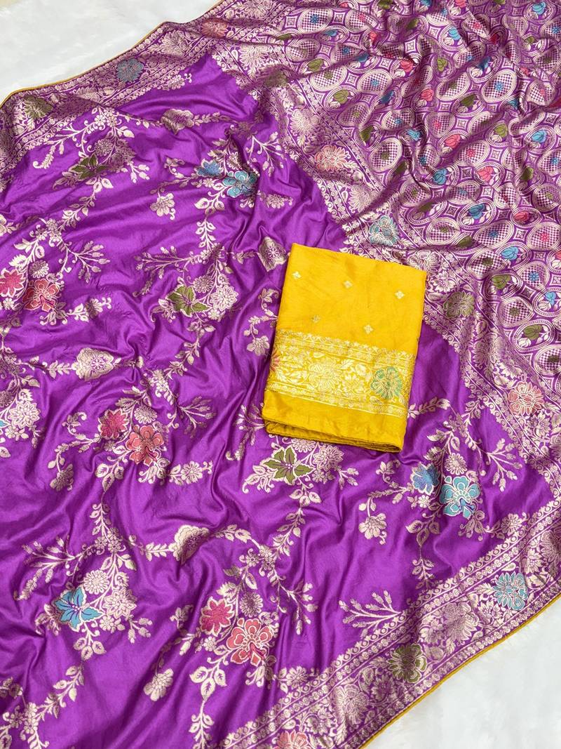 Lavender tapela dying dola silk blend saree with blouse