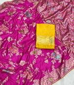 Pink tapela dying dola silk blend saree with blouse