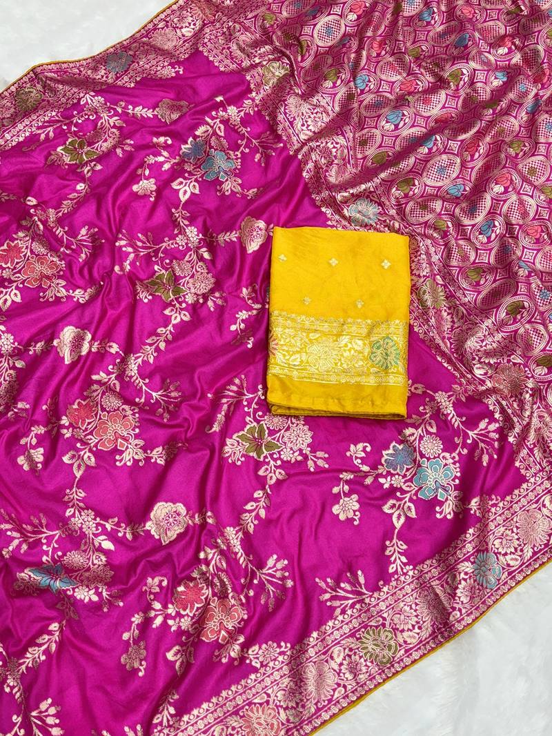 Pink tapela dying dola silk blend saree with blouse
