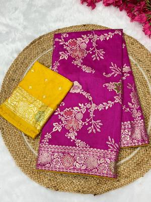 Pink tapela dying dola silk blend saree with blouse 2
