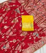 Red tapela dying dola silk blend saree with blouse