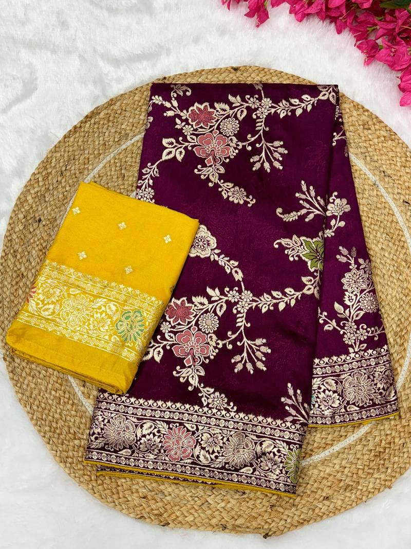 Wine tapela dying dola silk blend saree with blouse