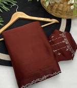 Maroon zharkan stone work moss chiffon saree with blouse