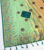 Multicolor digital print zarna silk blend saree with blouse