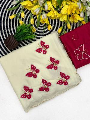 Chikoo handwork star georgette saree with blouse 1
