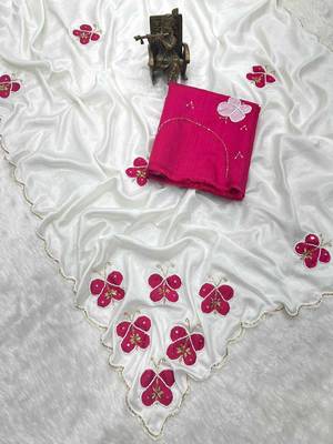 Chikoo handwork star georgette saree with blouse 2
