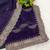 Blue zari embroidery work crunchy saree with blouse
