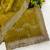 Mustard zari embroidery work crunchy saree with blouse