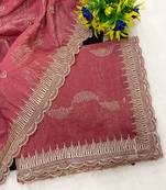 Onion zari embroidery work crunchy saree with blouse