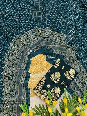 Petrol foil work georgette saree with blouse 1