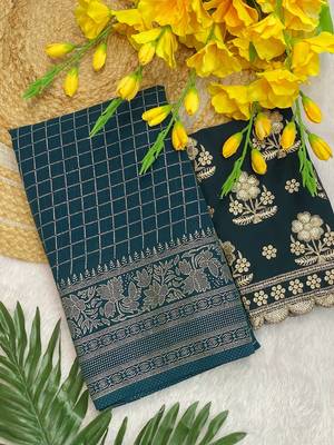 Petrol foil work georgette saree with blouse 3