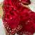 Red beads embroidery work fendy satin saree with blouse