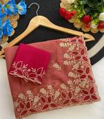 Gajari zari embroidery work star georgette saree with blouse