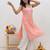 Peach embroidered sleeveless kurti with white palazzo set for women