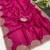 Pink zari embroidery work vichitra silk blend saree with blouse