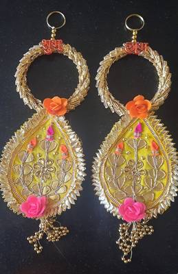 handmade shubh labh patch lace bangle pearl door hanging decor (pack of 2) 1