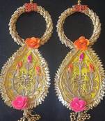 handmade shubh labh patch lace bangle pearl door hanging decor (pack of 2)