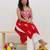 Red embroidered sleeveless kurti with white palazzo set for women