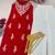 Red embroidered sleeveless kurti with white palazzo set for women