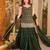 Dark green printed anarkali kurta set with dupatta