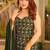 Dark green printed anarkali kurta set with dupatta