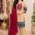 Cream printed anarkali kurta set with dupatta