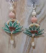 decorative shubh labh flower patch small wall hanging  perfect for home (pack of 2)