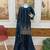 Navy blue embroidered sharara suit set with dupatta