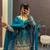 Navy blue embroidered sharara suit set with dupatta