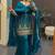 Navy blue embroidered sharara suit set with dupatta