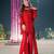 Red embroidered kurta with flared palazzo suit set