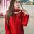 Red embroidered kurta with flared palazzo suit set