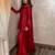Red embroidered kurta with flared palazzo suit set