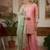 Elegant pink embroidered palazzo suit set with mint green dupatta