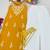 Yellow embroidered sleeveless kurti with white palazzo set for women