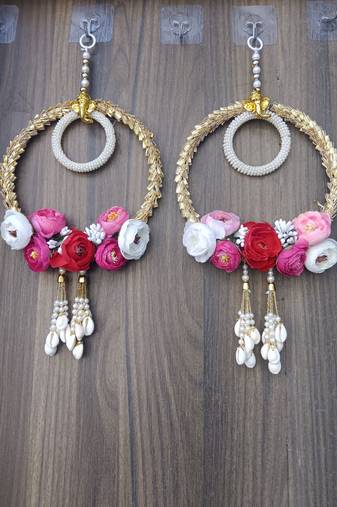  gota chudi with artificial flower, kodhi latkan & moti chudi string home decorations (pack of 2)
