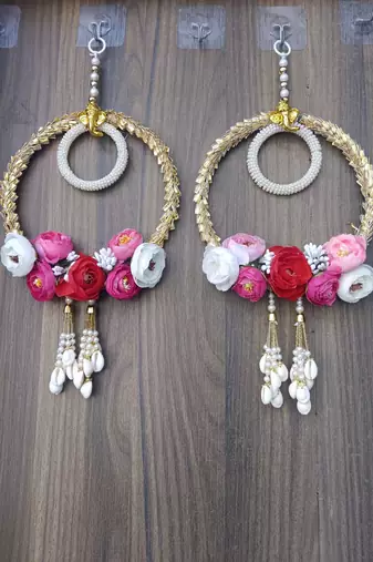  gota chudi with artificial flower, kodhi latkan & moti chudi string home decorations (pack of 2)