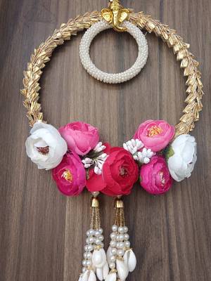  gota chudi with artificial flower, kodhi latkan & moti chudi string home decorations (pack of 2) 2
