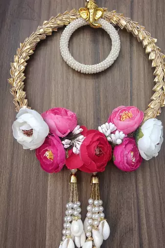  gota chudi with artificial flower, kodhi latkan & moti chudi string home decorations (pack of 2)
