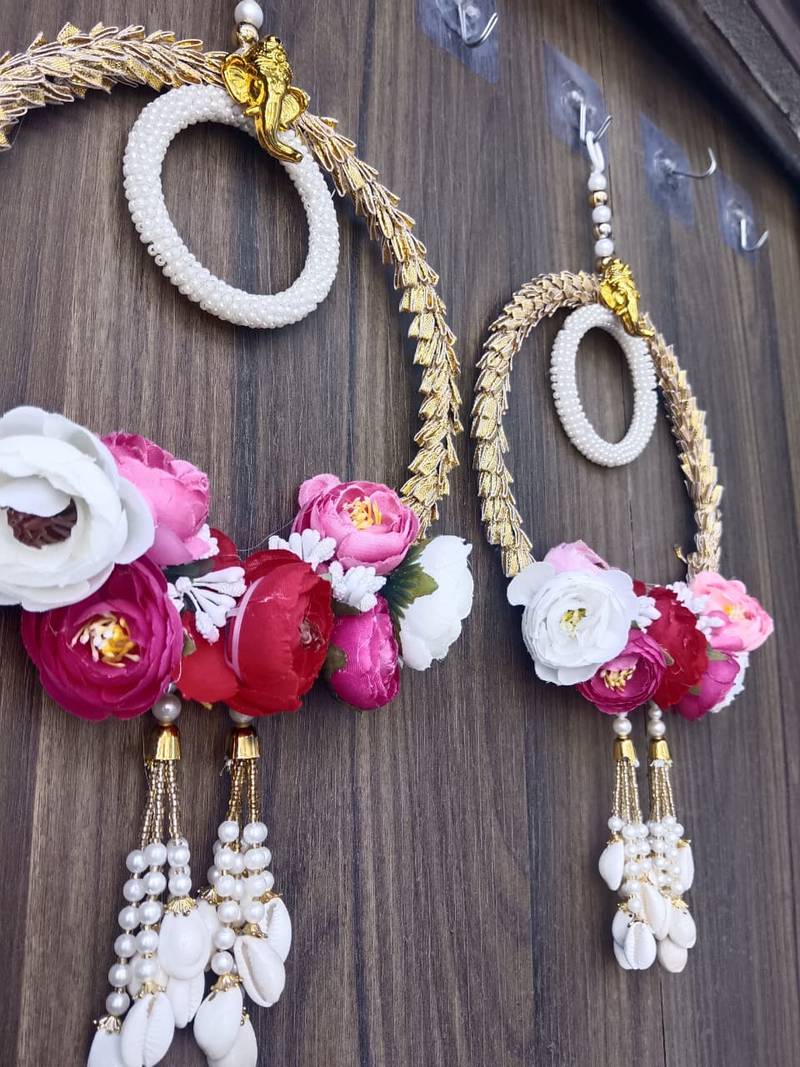  gota chudi with artificial flower, kodhi latkan & moti chudi string home decorations (pack of 2)