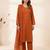 Orange roman embroidered kurta pant with mul chanderi dupatta set