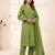 Green roman embroidered kurta pant with mul chanderi dupatta set