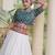 Green&White Cotton Readymade Navratri Lehenga Choli with Bandhej & Embroidery Work