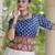 Blue&White Cotton Readymade Navratri Lehenga Choli with Bandhej & Embroidery Work