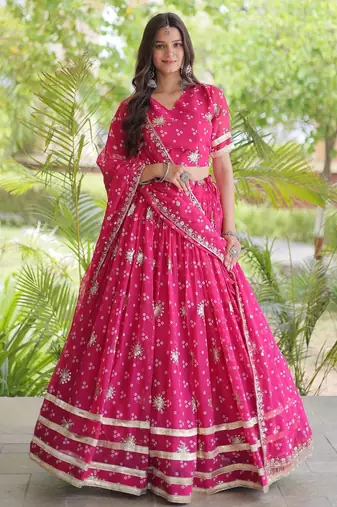 Rani Georgette Readymade Navratri Lehenga Choli with Bandhej & Embroidery Work